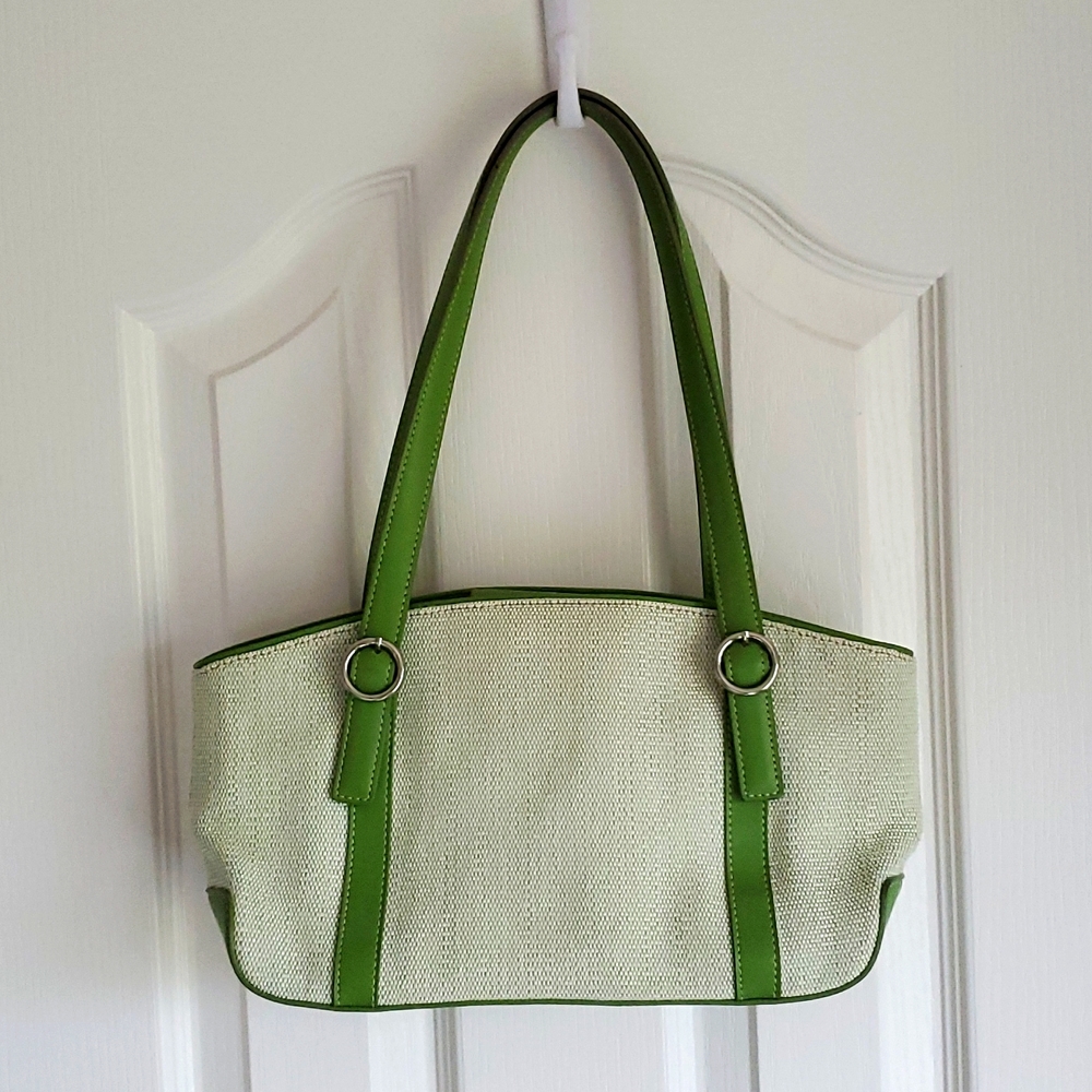 Fossil Vintage Genuine Classic 1953 Green Fabric & Leather Shoulder Bag